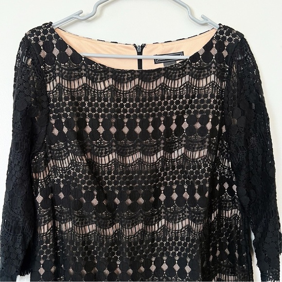 NWT Jessica Howard Black Lace Cocktail Midi Dress 14 Wedding 20s Gatsby Romantic - Picture 3 of 9